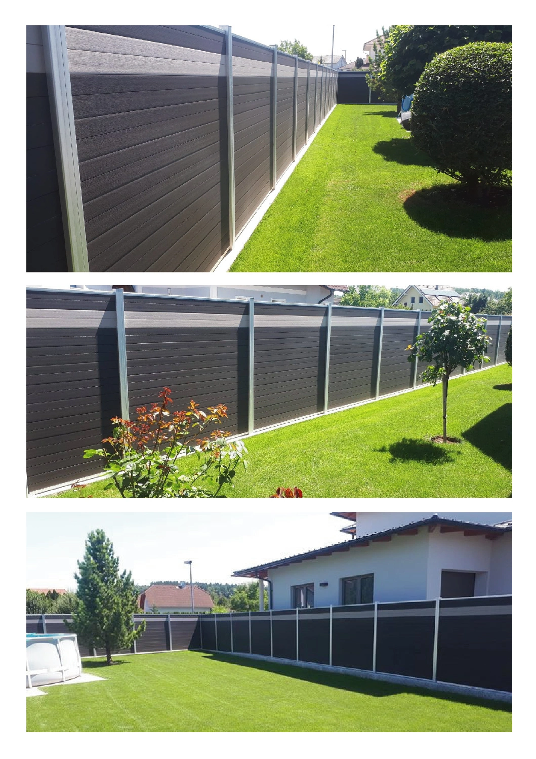 6FT 8FT Outside Trellis WPC Privacy Fence Set Against Rain Wind Aluminum Pillars Bamboo Plastic Composite Decorative Garden Fence
