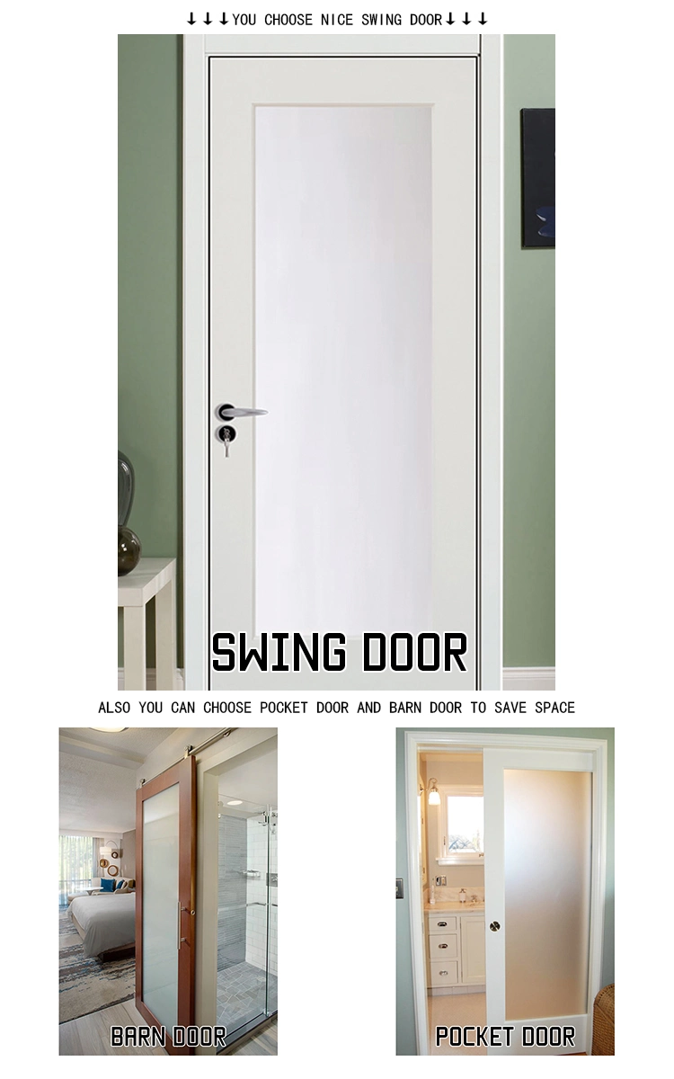 High Quality Engineered Wooden Door with Ribbed Glass/Bamboo Casting Glass for Toilet