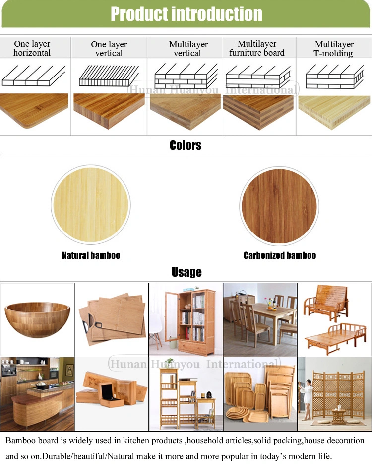 High Class Material Wholesale Environmental Carbonized Furniture Desktop Natural Bamboo Plywood Panel