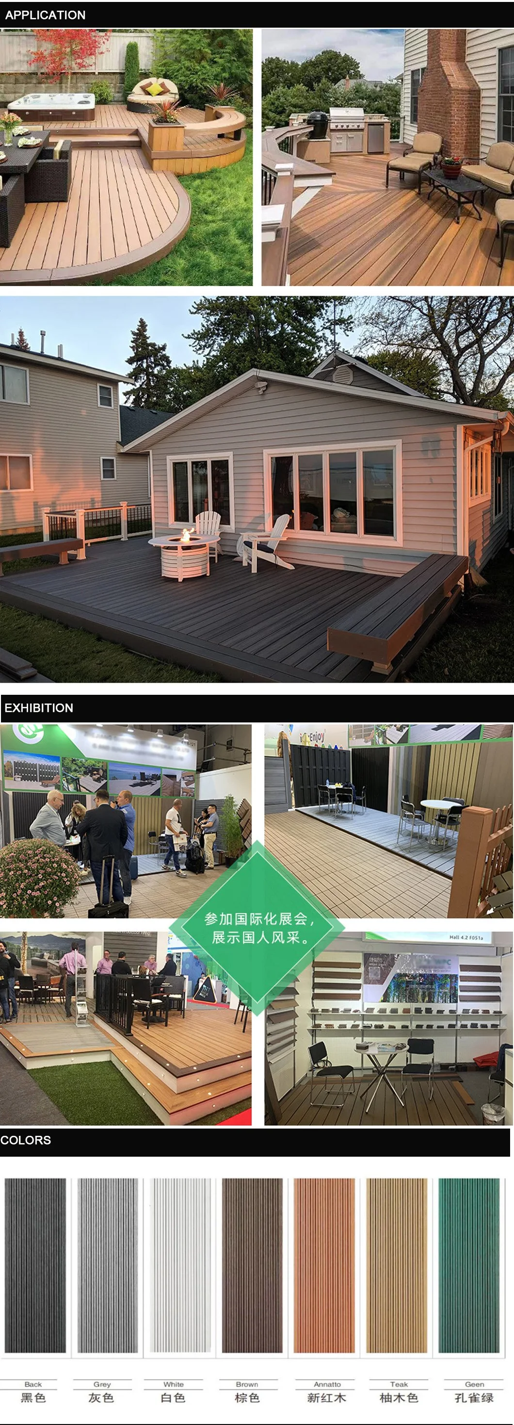 Outdoor Decking Green Friendly Good Quality Factory Price Modern Garden Used Bamboo Outdoor Floor Decking